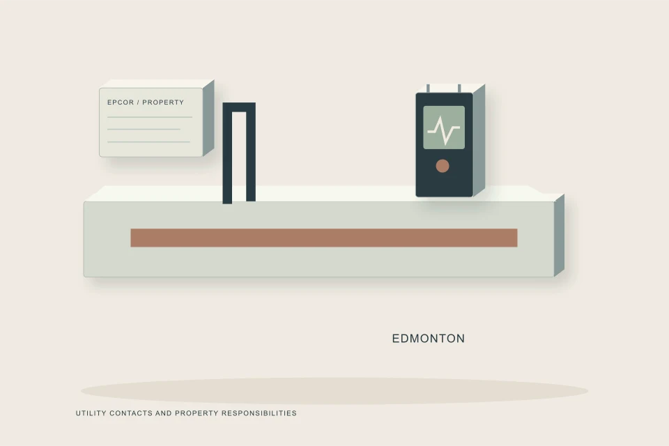 Conceptual illustration of snow-season utility cleanout study with drainage folder and meter