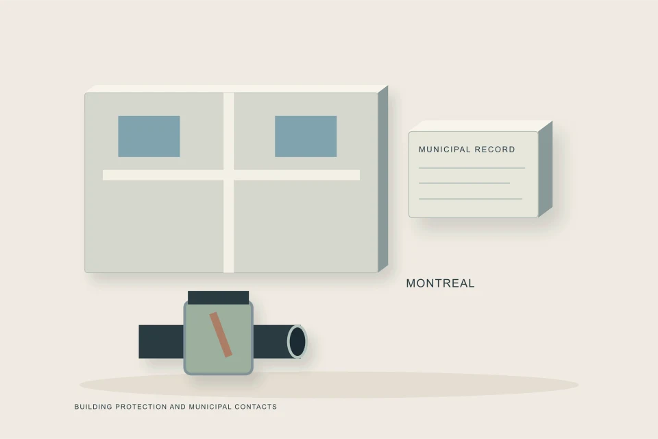 Conceptual illustration of duplex basement valve and municipal claim record architectural study